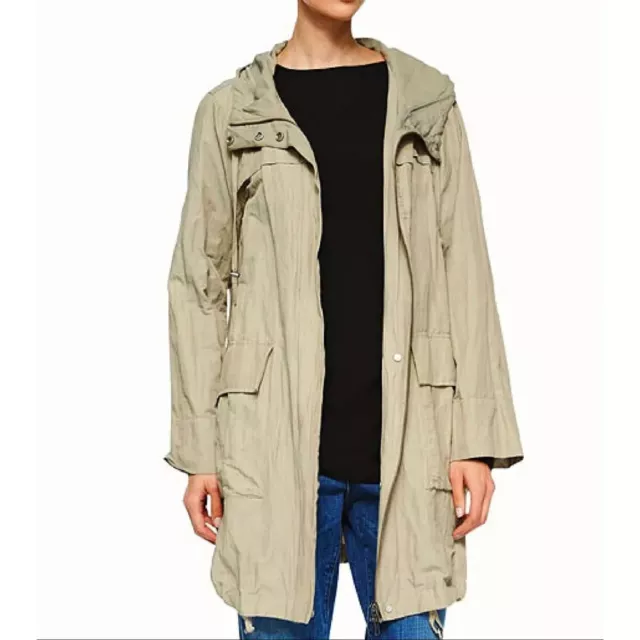 Eileen Fisher Women's Anorak Jacket Organic Cotton Nylon Metallic Hooded Size L