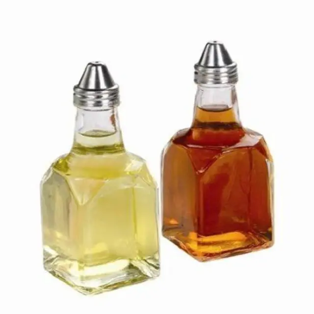 SET OF 2, 6 oz. (Ounce) Tabletop Oil and Vinegar Cruet Glass Bottle Clear