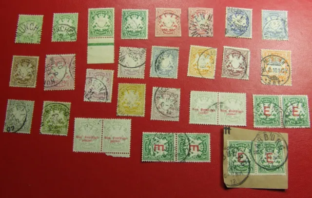 kleines Lot Briefmarken, Bayern, Altdeutschland Wappen + Dienstmarke
