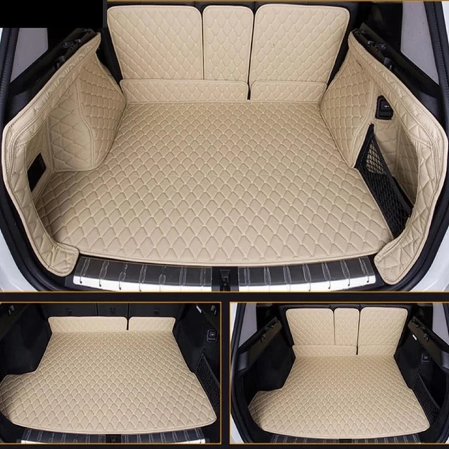 Tapis Coffre Voiture Sur Mesure Mercedes Benz GLK 2008-2024 - Cuir Beige Protection Complète