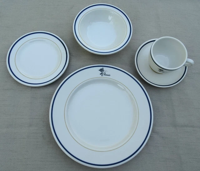 5pc Chessie Chesapeake & Ohio Railroad China Shenango Plate Cup Bowl C&OHS 1993