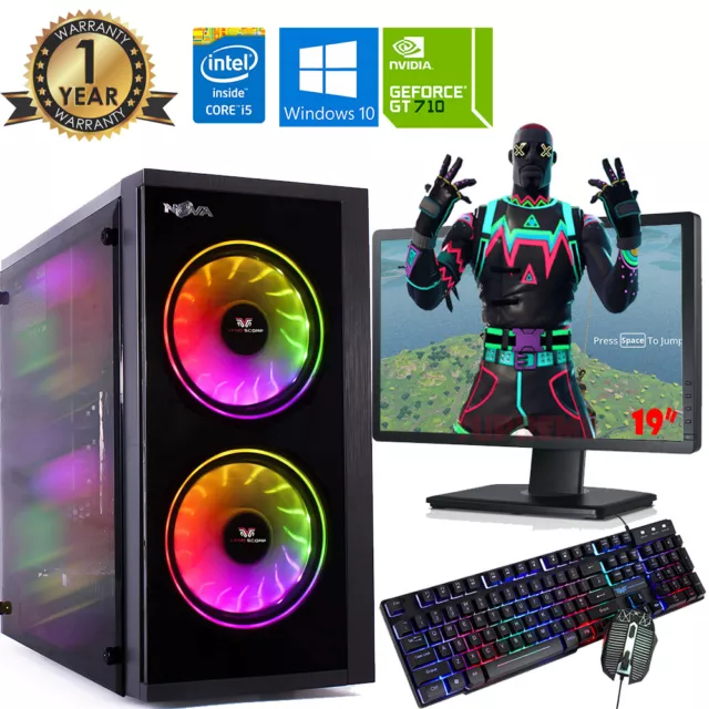 Fast Gaming PC Computer Bundle Intel Quad Core i5 16GB 1TB Window 10 2GB GT710