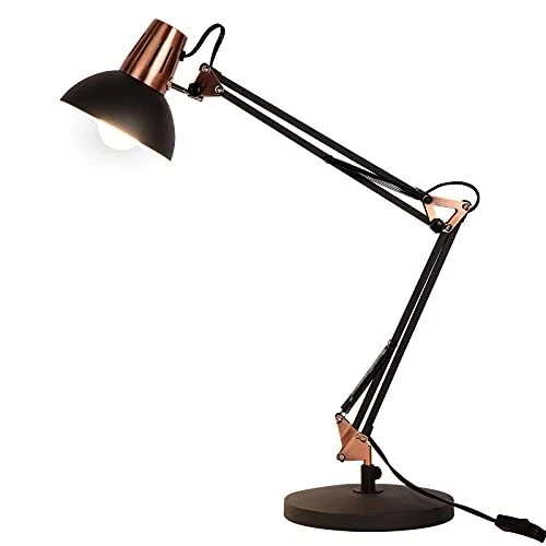 Metal Swing Arm Desk Lamp, Adjustable Architect Table Lamp with Clamp, Tall