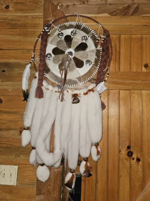 Large 37" Long Native Animal Hide Dream Catcher