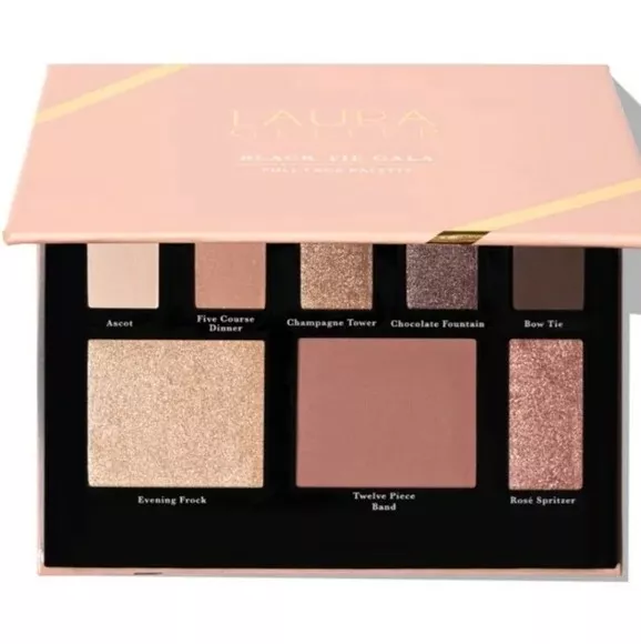 Laura Geller cravatta nera gala palette viso intero (5 ombretti, evidenziatore, rossore)