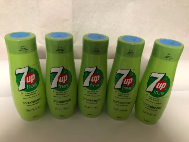 LOT DE 5 BIDONS DE CONCENTRE DE SODASTREAM 7UP FREE 5X440ml