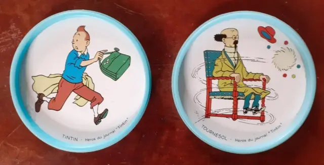 2 Couvercles Tonimalt  Tintin Dessous De Verres Herge Comme Neuf