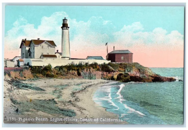Los Angeles California CA Postcard Pigeon Point Light House Coast c1910 Unposted
