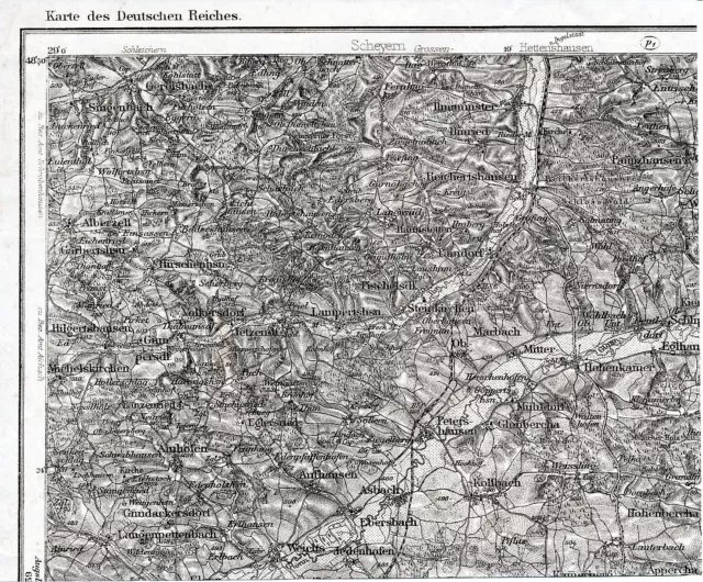 Starnberg Wolfratshausen Schäftlarn 1896 1907 orig Teil-Karte Berg Egling Icking