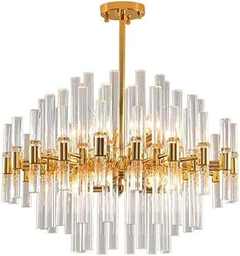 Gold Kronleuchter Deckenleuchten, goldener Lichtschirm Metall Glas Anhängerbeleuchtung
