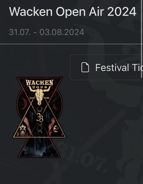 WACKEN OPEN AIR 2024 Ticket 31.07.2024 - 03.08.2024 (Inkl