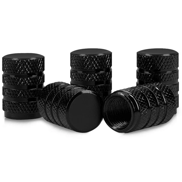 5x Set di coprivalvole nero per pneumatici cappucci per valvole in metallo