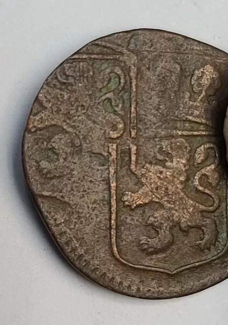Netherlands East Indies 1745 Duit ERROR Double Struck KM70 (Invt217)