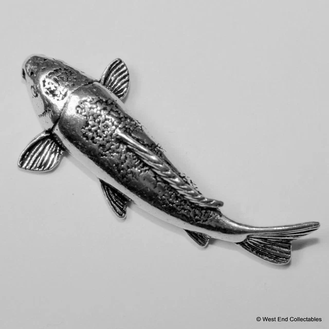 Koi Carpa Pez Dorado Peltre Broche Pin-British Artesano Made-Gold Fish Estanque