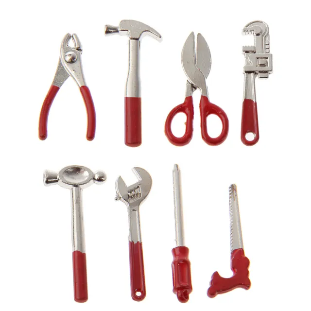 8pcs 1:12 Doll House Miniature Metal Hand Tool Set Kits DIY Garden Supplies