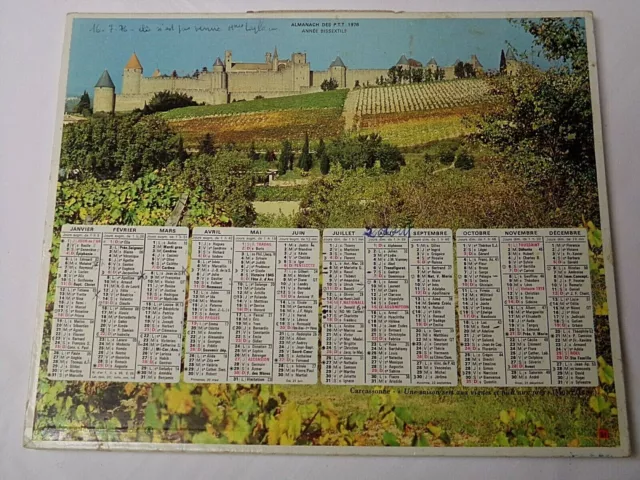 1976 ALMANACH CALENDRIER DES PTT FRANCE Idée cadeau année naissance / Collection