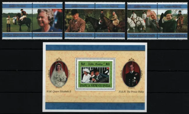 Papua-Neuguinea 1997 - Mi-Nr. 796-801 & Block 12 ** - MNH - Queen Elizabeth II