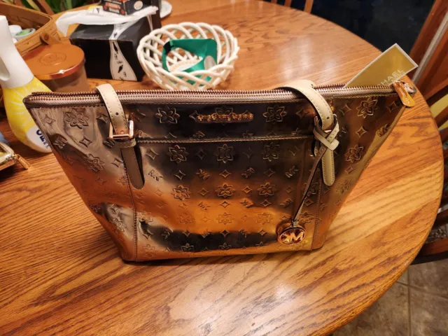 Michael Kors Rose Gold Metallic Purse/Handbag with matching Michael Kors Case