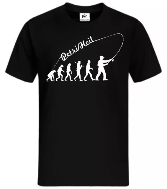 Evolution Angel T-Shirt Fun Petri Heil Angelverein Angler Anglergeschenk  Spruch