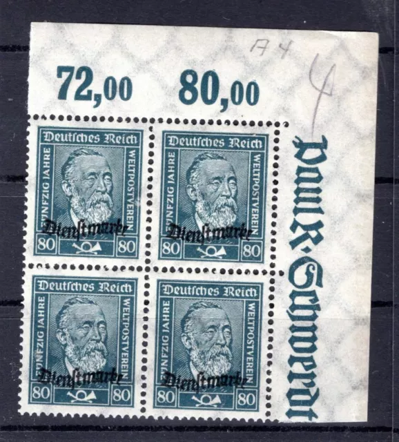 DR-Dienst 113 POR ECKRANDVIERERBLOCK ** MNH POSTFRISCH (K6779