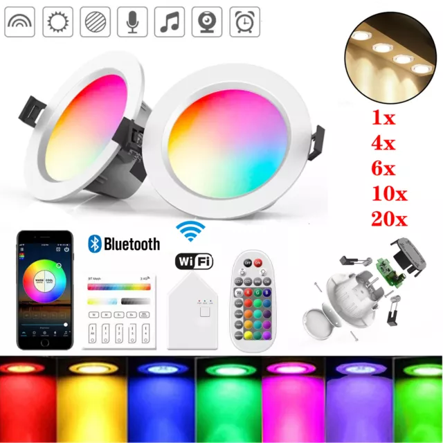 9W LED Einbaustrahler WIFI Bluetooth Einbauleuchte Deckenspots Dimmbar RGB+WW+CW