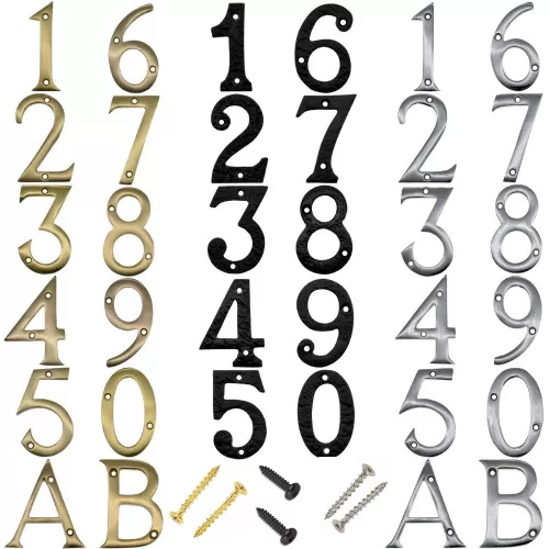 CHROME / BRASS / BLACK HOUSE DOOR NUMBERS 3" / 75mm Numeral Flat Apartment Metal