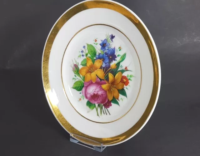 Porzellan Teller Blumen Schlesien um 1850 - 1880 AL419 2