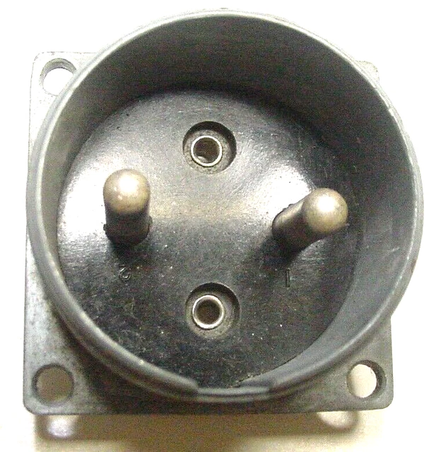 Amphenol WWII Military 2 Heavy 1/8" Pins 1-1/2" Dia Screw on,1-5/8" Sq 1-5/16 L