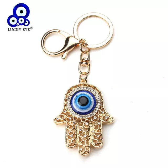 Hamsa Hand Keychain Jewish Symbols Charm Amulet, Kabbalah & Evil Eye Protection