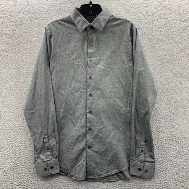 EXPRESS 1MX Shirt Mens Medium Button Up Long Sleeve Extra Slim Gray