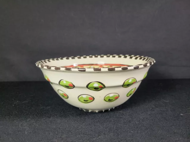 Vintage Robin Sterling Ceramics Olives Checkerboard Mixing Bowl Serving