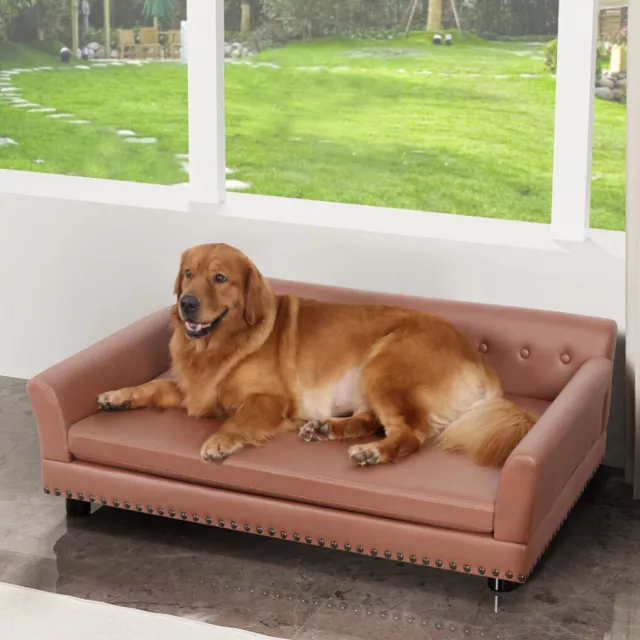 XXL-Large Dog Bed PU Leather Luxury Dog Sofa Fancy Couch Pet Animal Furniture UK