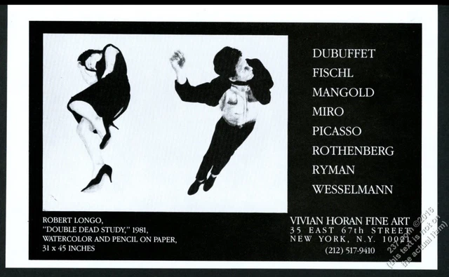 1985 Robert Longo 2 people Double Dead Study NYC gallery show vintage print ad