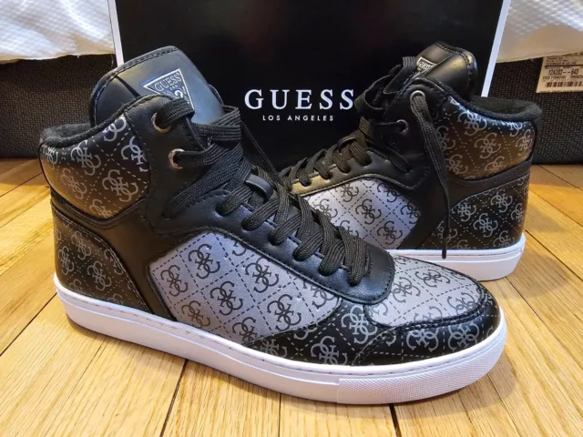 Guess High Top Logo Casual Sneakers Black/Dark Grey Mens Sz 8 NEW GMBrazil