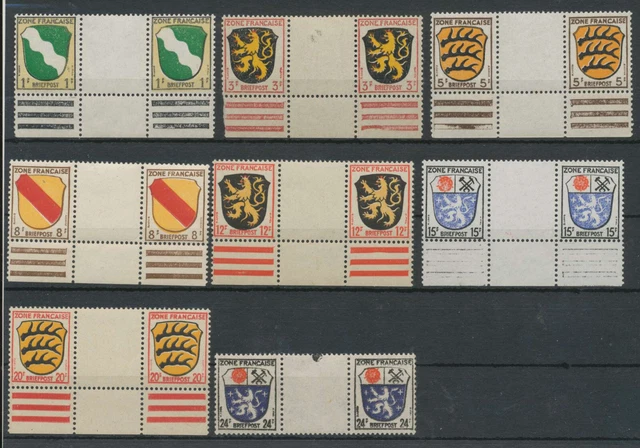 Lot Französische Zone Allgemeine ausgabe Zwischenstegpaare ** postfrisch