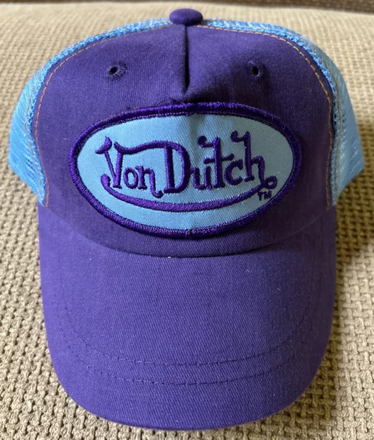 Von Dutch Trucker SnapBack Hat Youth Size Embroidered Blue & Purple NEW!