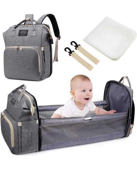 Baby Diaper Bag Backpack with Bassinet Changing Station Gray 2