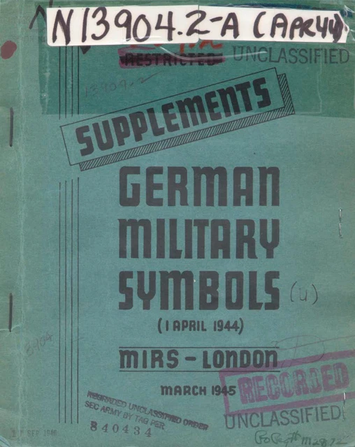 278 PAGE GERMAN Military Symbols 1 April 1944 MIRS London 1945 Book on