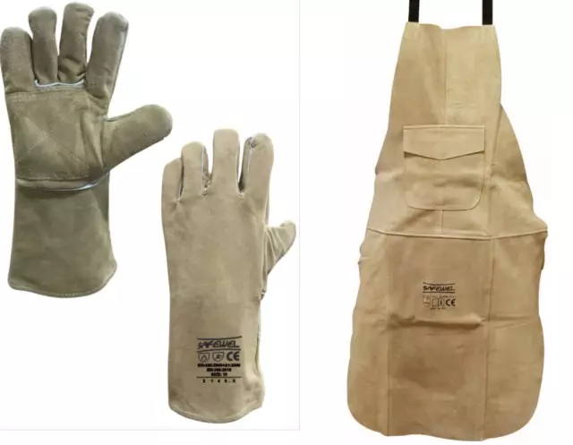 Best Price Premium Leather Welders Welding Gardening *Apron & Gloves* Gauntlets
