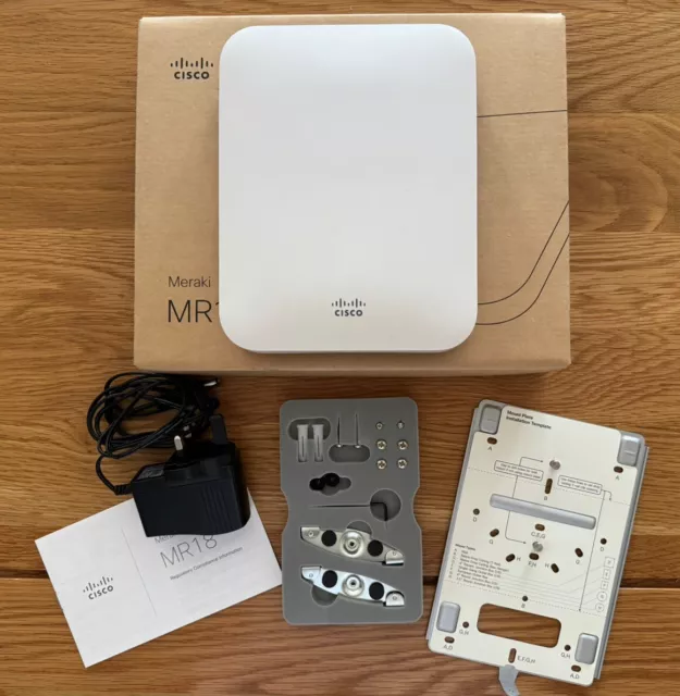 Cisco Meraki MR18 Wireless Access Point Unclaimed Boxed With Wall Mount