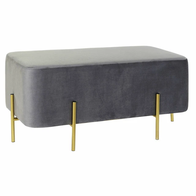 Panca DKD Home Decor   Grigio Dorato Metallo Poliestere Velluto [91 x 46,5 x