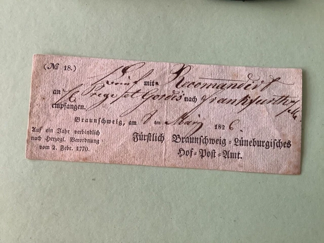 Germany Braunschweig 1826 postal note Ref A1569