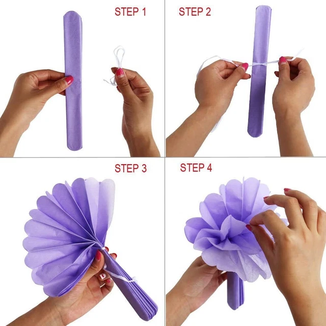 16x Lila Stoff Papier Bommel Blumenkugeln Hochzeit Party Dekoration Bommel 3