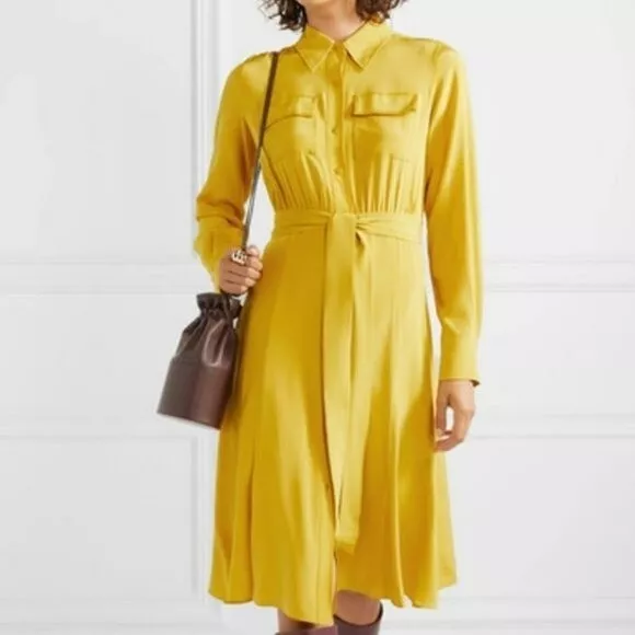 DVF Diane von Furstenberg Antonette Couch yellow gold shirtdress dress new Small