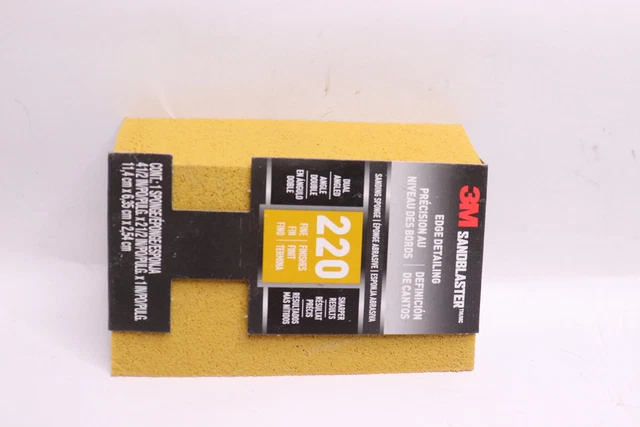 3M Sandblaster Edge Detailing Sanding Sponge 220 Grit 4-1/2" x 2-1/2" x 1" 9565