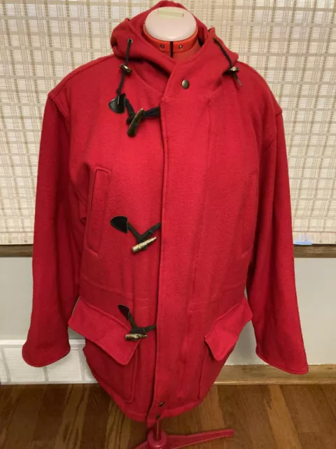 Woolrich Vintage Red Wool Ladies M Trenchcoat Quilted Liner Curdoroy Trim