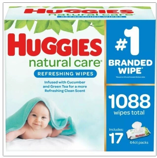 Huggies Natural Care Baby Wipe Refill, Refreshing Clean [17 flip-top pks., 1088]