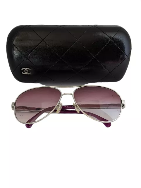 Chanel Purple/Silver Tone 4189TQ Mirrored Aviator Sunglasses Chanel | TLC