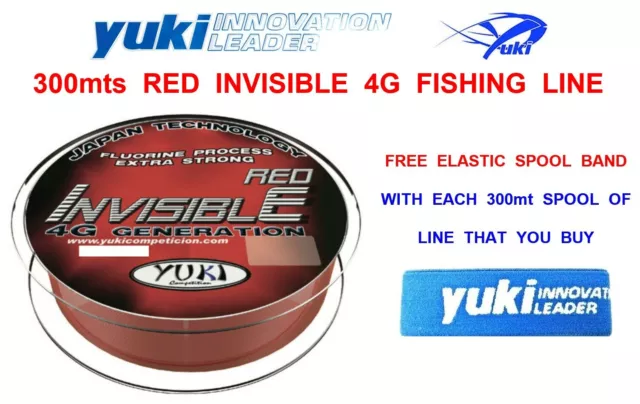 300m: YUKI RED INVISIBLE LINE: COARSE BOAT SEA FISHING. YUKI INVISIBLE LINE: RED