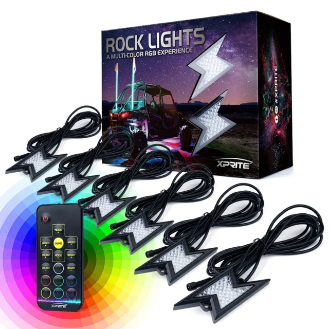 6PCS RGB LED Truck Off-Road Rock Lights Neon Strip Underglow Lightning lamp Kit